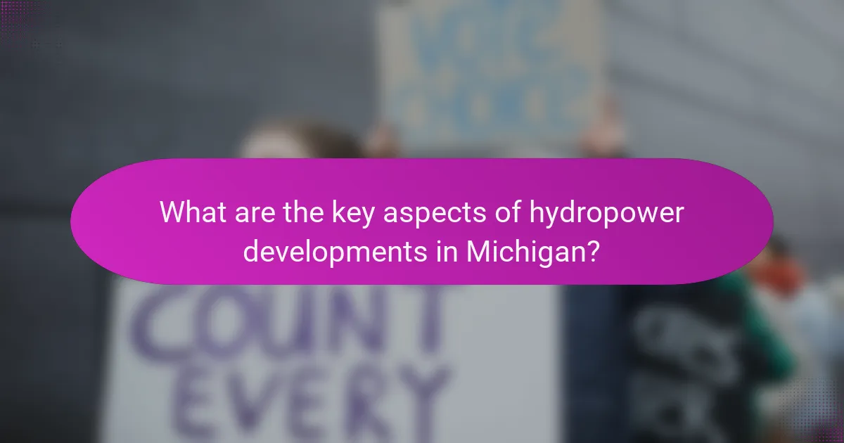 What are the key aspects of hydropower developments in Michigan?