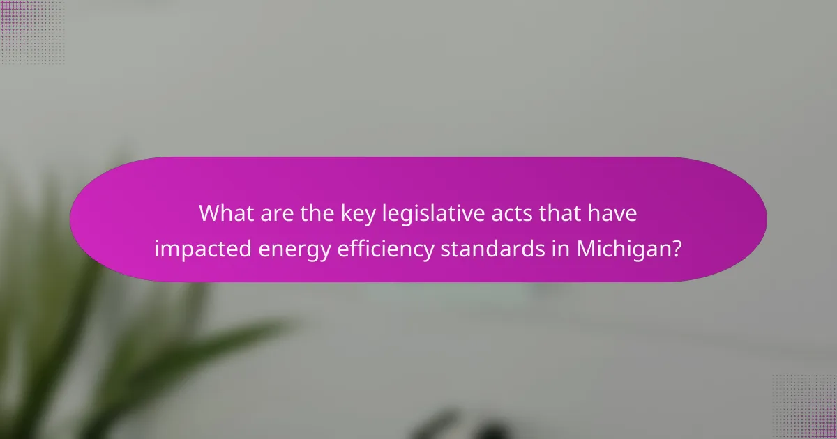 What are the key legislative acts that have impacted energy efficiency standards in Michigan?
