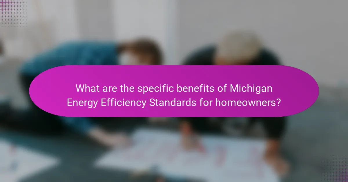 What are the specific benefits of Michigan Energy Efficiency Standards for homeowners?