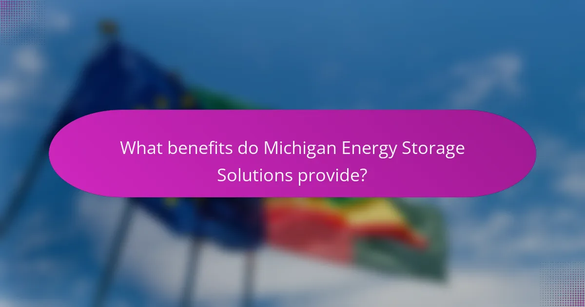 What benefits do Michigan Energy Storage Solutions provide?