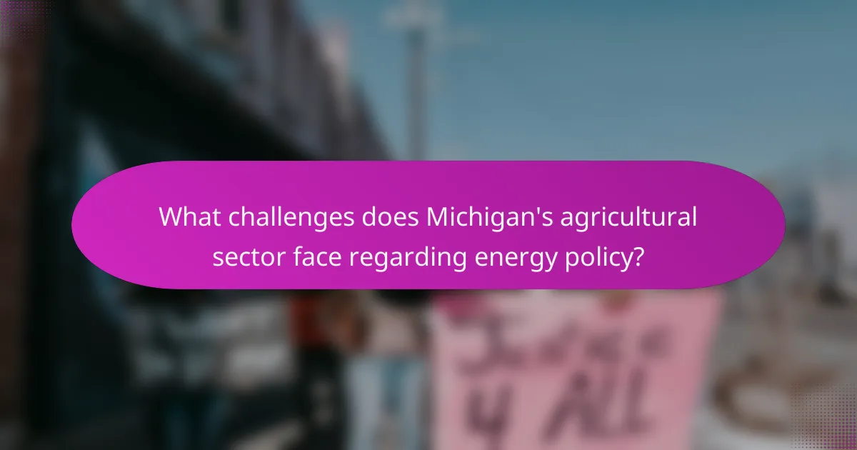 What challenges does Michigan's agricultural sector face regarding energy policy?