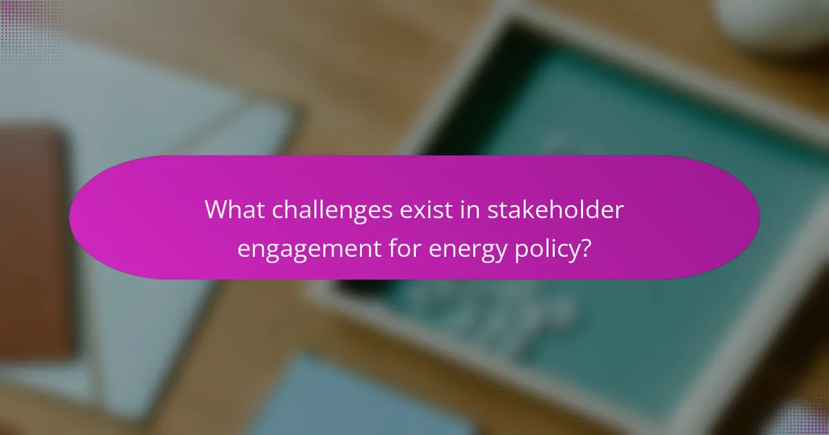 What challenges exist in stakeholder engagement for energy policy?