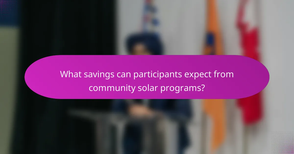 What savings can participants expect from community solar programs?